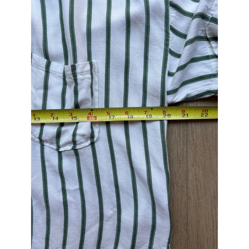 Velvet Heart Green White Striped Linen Blend Button Down Shirt M - Picture 7 of 7